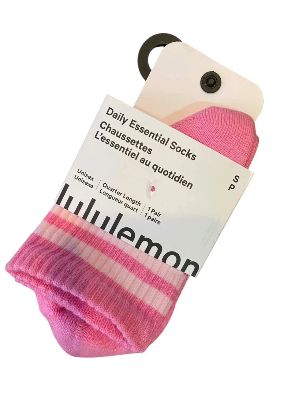 NWT Lululemon Daily Esstential Socks PINK FLARE Size Small One Pair